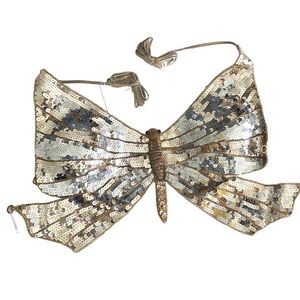 sequined beaded butterfly festival rave strappy bra top O/S